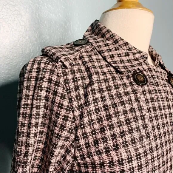 14th & Union Pink Adobe Plaid Trench Coat NWT - Picture 3 of 8